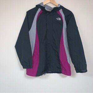 NORTH FACE Hyvent Lined Wind Rain Jacket Women’s Small Gray Purple Full Zip Warm